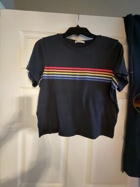 Marine Layer Black Crewneck Tee with Subtle Logo Accent